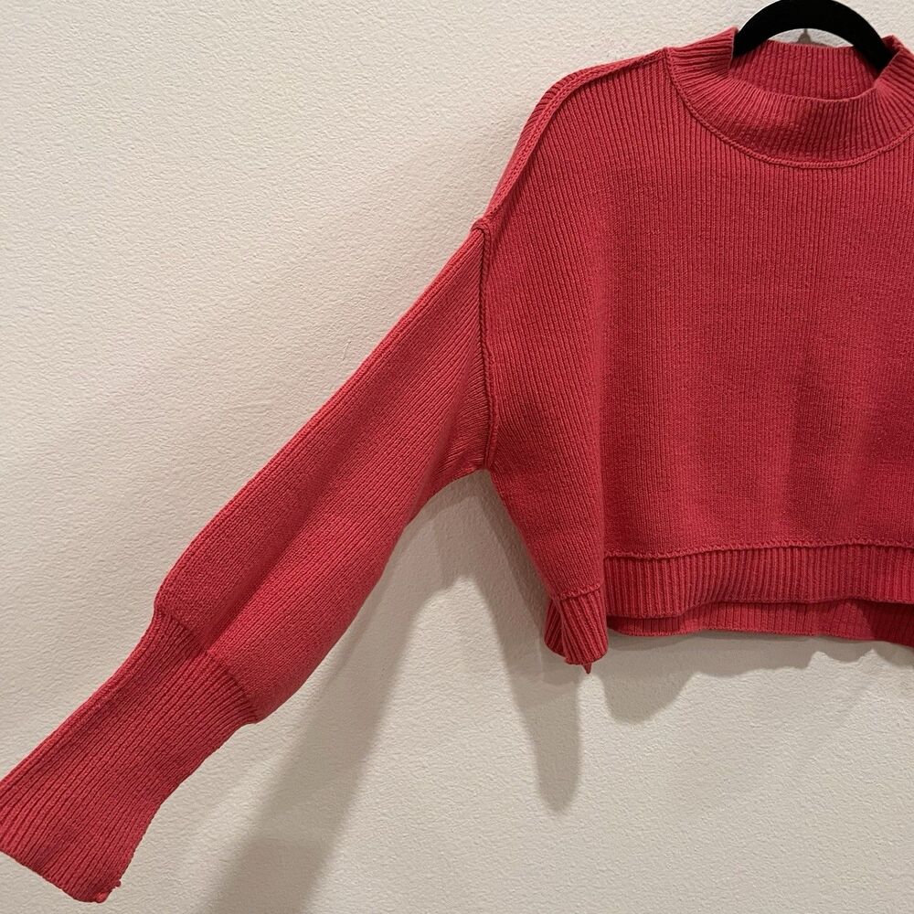 Free People Easy Street Crop Pullover Sweater in Pink Size XS Fall Boho - Picture 6 of 9